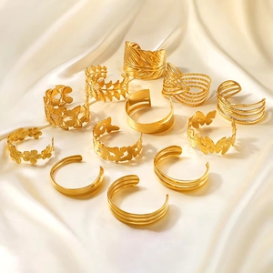 Wholesale New 18K Gold Plated <strong>Stainless</strong> <strong>Steel</strong> Exaggerated Geometric Style <strong>Bracelets</strong> - Stylish Jewelry for <strong>Woman</strong> - Product Image 3