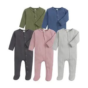 新生儿童服装婴儿连身衣长袖100% 棉学步连身衣