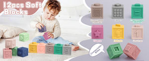 Jouets <span class=keywords><strong>Montessori</strong></span> 3 en 1 pour bébés, blocs de construction empilables pour tout-petits 1-3, anneaux de <span class=keywords><strong>dentition</strong></span> doux pour bébé, jouet balle sensorielle pour bébé - Product Image 5