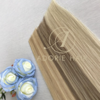 Pabrik Qingdao 100% rambut manusia Panjang Rusia ekstensi rambut pakan Genius ditarik ganda tidak terlihat