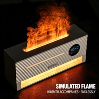 Diffuseur d'arômes à flamme avec horloge, alarme, télécommande, lampe en sel de l'Himalaya, humidificateur ultrasonique 260 ml pour chambre à coucher, décoration intérieure
