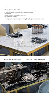 ชุดโต๊ะรับประทานอาหารเฟอร์นิเจอร์บ้านกระจกสีขาวและสีทองชุดโต๊ะรับประทานอาหารสุดหรูชุดโต๊ะอาหาร4เก้าอี้ - Product Image 4