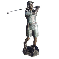 Sculpture de golf en bronze extérieure personnalisée statue de golfeur de jardin en bronze debout grandeur nature