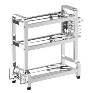 Égouttoir à vaisselle carré à 3 niveaux en acier inoxydable avec support pour baguettes, compatible lave-vaisselle - Product Image 1