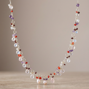 Collar Bohemio con Cuentas, Cristales de Imitación y Perlas, Joyería de Moda para Mujer, Regalo, Forma Redonda, Hecho a Mano - Product Image 4