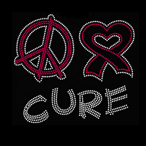 Fer personnalisé vêtements cristal Flatback strass transfert espoir amour foi ruban de sensibilisation au Cancer du sein Technique Hot-Fix - Product Image 3