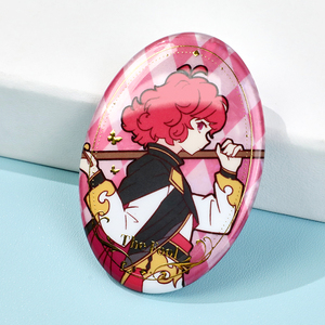 Vograce Tùy Chỉnh Nhà Sản Xuất Phim Hoạt Hình Kim Loại Hình Bầu Dục Lạnh Lá Dập Long Lanh Holographic Nút <span class=keywords><strong>Pins</strong></span> - Product Image 2