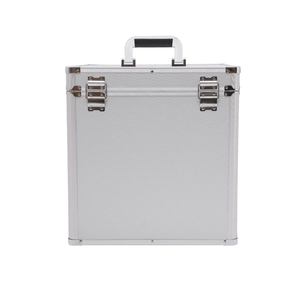 Valigetta per il trasporto e la conservazione di dischi in vinile da tavolo, con chiusura, per 50 dischi in vinile, colore argento, custodia per LP, custodia rigida per dischi. - Product Image 4