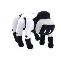 Robot chien quadrupède noir et blanc en peluche, jouet bionique, poupée en peluche, cadeau de collection sur le thème de la technologie