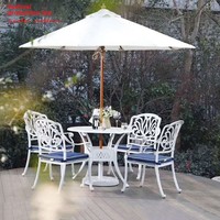 Table de jardin en alliage d'aluminium de style villa, imperméable, avec coussin à séchage rapide, design champêtre pastoral, haut de gamme, pour balcon extérieur