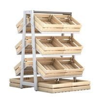 Dubbelzijdige A-frame metalen houten manden modulaire displaystandaard winkelrekken zwaar belastbaar voor supermarkt en supermarkt