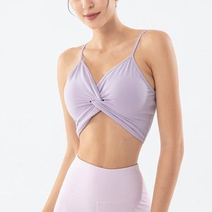 Sm622 Débardeur court de yoga et sport pour femme, grande taille, séchage rapide, léger, extensible dans les quatre sens, avec logo personnalisé et torsion avant - Product Image 4