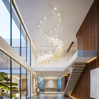 Lustre suspendu ovale créatif en verre et céramique pour hall d'hôtel, salon, villa et escalier en colimaçon