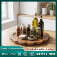 Organisateur rotatif Lazy Susan en bois d'acacia de la série Natural House Scalloped pour armoire et comptoir de cuisine, idéal pour les épices, les aliments et les garde-manger
