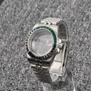 Kit de remplacement de boîtier de montre de plongée, lunette bicolore sertie de diamants, avec lentille Cyclops, pièces de montre <span class=keywords><strong>Seiko</strong></span> compatibles avec les mouvements NH35 NH36 - Product Image 3