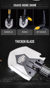 تصميم جديد متعدد الوظائف ، فولاذ كربوني ، مجرفة بقاء التخييم في الهواء الطلق - Product Image 5