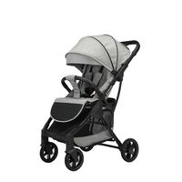 Poussette pliable légère en lin et alliage d'aluminium avec dossier réglable et système de freinage double