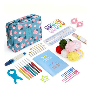 Kit de Ganchillo Portátil Ecológico al por Mayor, Cuadrado, Simple, con Hilos Suaves, Agujas de Tejer y Accesorios para Principiantes - Product Image 1