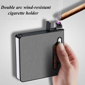 Vente chaude Classique Personnalisé Double Arc <span class=keywords><strong>Chrome</strong></span> Plaqué Étui À Cigarettes ABS Portable Automatique <span class=keywords><strong>Bombe</strong></span> Briquet Coupe-Vent Étanche - Product Image 4