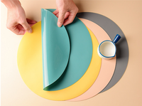 Set de table en silicone, design classique, forme ronde, qualité alimentaire, imperméable, résistant à la chaleur, écologique, antidérapant, durable