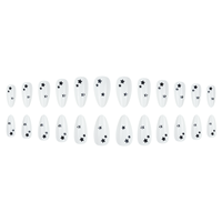Faux ongles en amande à presser, base blanche avec motif étoile noire, réutilisables, pour salon de manucure, vente en gros
