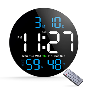 New Custom Battery <b>Digital</b> Color Alarm Snooze Brightness Adjustable Count Up/Down Remote Modern LCD ABS Material Circular <b>Clock</b> - Product Image 1