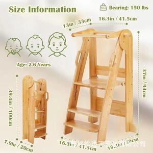 Wooden Montessori Learning Tower for Babies, Washbasin Footstool, <b>Bathroom</b> Steps, Booster <b>Stool</b>, Foldable Handstool - Product Image 1