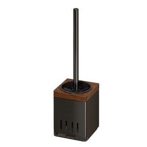 Toilet Brush Holder Walnut Wood Rectangular Wall Mounted Minimalist Design Easy To Clean For Bathroom Use - Product Image 5