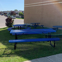Mesa ADA de malla metálica portátil para restaurante al aire libre con Banco Rectangular con revestimiento termoplástico, mesa de Picnic para Discapacitados de 4 "6" o 8"