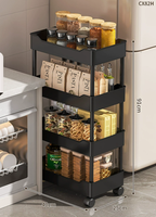 Étagère de rangement multi-niveaux mobile sur pied pour cuisine, salon, armoire - Chariot à collation pliable en plastique écologique
