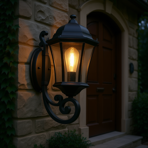 Lampe murale extérieure vintage en métal noir avec abat-jour en verre trempé pour porche, patio, jardin, applique murale 110-240V - Product Image 2