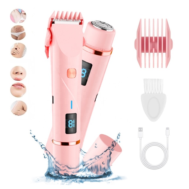 Wholesale Cordless Lady Shaver Rechargeable 2 in 1 Bikini Trimmer Mini Electric Shavers for Women Painless Full Body Epilator