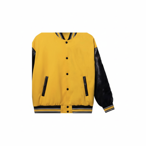 Vestes de baseball pour hommes avec manches en cuir / Vente en gros de vestes varsity pour hommes à manches longues en cuir coupe-vent matelassées - Product Image 1