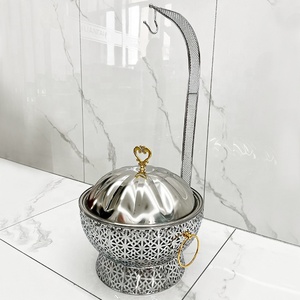 Calentador de Alimentos de Acero Inoxidable de 8.0L para <span class=keywords><strong>Banquetes</strong></span> de Boda en Hoteles, Recipiente Redondo para Calentar con Alcohol, Tipo <span class=keywords><strong>Buffet</strong></span>, Color Dorado - Product Image 3