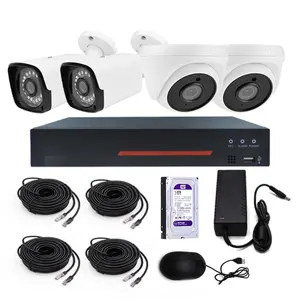 4CH POE NVR 5Mp cúpula de plástico y metal bala H.265 macho y sistema de seguridad por vídeo HD de infrarrojos cámara ip kit de