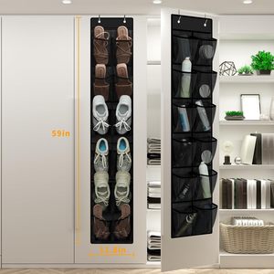 Over The Door Shoe Organizer 12 Mesh Pockets Hanging Storage For Closet Shoes <b>Black</b> - Product Image 2