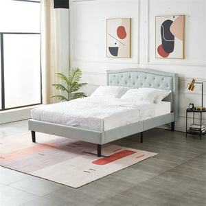 <span class=keywords><strong>Lit</strong></span> double moderne avec cadre en bois simple, tissu en velours de lin, base de <span class=keywords><strong>lit</strong></span> avec rangement, panneau de tête de <span class=keywords><strong>lit</strong></span>, style doux, <span class=keywords><strong>lit</strong></span> plateforme - Product Image 2