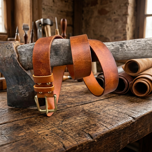 Ceinture pour homme en cuir de vachette véritable de style vintage, boucle à ardillon en acier, imperméable, écologique, durable, robuste et solide - Product Image 1