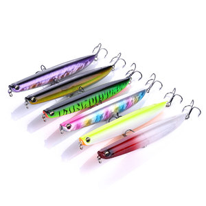 เหยื่อปลอมหลายสี ขนาด 12 ซม. น้ำหนัก 18 กรัม ทำจากพลาสติกแข็ง แบบลอยน้ำ รูปทรงดินสอ มีเสียงดัง ช่วยดึงดูด<span class=keywords><strong>ปลา</strong></span> - Product Image 1