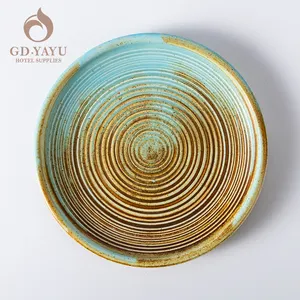 high end kitchen Western Europe mexican unbreakable round dish porcelain hotel plate sets color glaze ceramic plate dinner