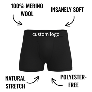 CELINNE <b>Custom</b> Logo Men's Merino Wool <b>Boxer</b> Briefs Mid-Rise Solid Color Breathable Knitted Men Underwear - Product Image 2