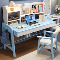 Bureau d'étude en bois massif pour enfants avec étagère Bureau d'ordinateur intégré Maison Bureau d'écriture étudiant réglable simple