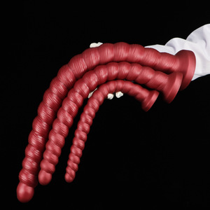 ねじれたラインの螺旋状テクスチャのソフトなバットプラグ、巨大なアナルプラグ、男女兼用の液体シリコン製SM自己満足器具 - Product Image 1