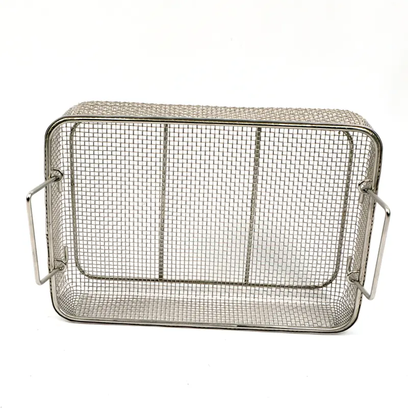 High quality Storage surgery instrument tray 304 stainless steel wire mesh sterilization baskets with lid