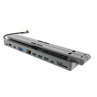Station d'accueil personnalisée, portable, pliable, réglable en hauteur, avec plusieurs ports de données, support pour ordinateur portable en alliage d'aluminium pour les réunions