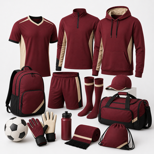 Ensemble d'entraînement de football pour entreprise avec logo personnalisé, t-shirt, short, bouteille d'eau, gants et accessoires de football - Product Image 2