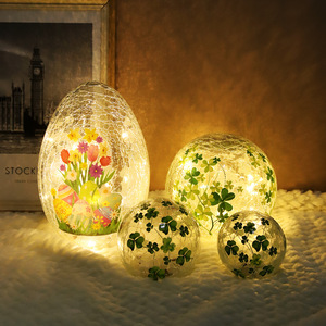 Memorial Day Independence Day 3PCS 3.93-inch Cracked Glass Ball LED Night Light Timer <b>Butterfly</b> Design Indoor 4th July <b>Ornament</b> - Product Image 6