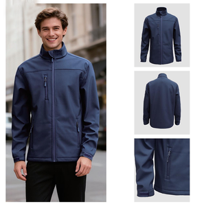 高品質メンズ服卸売 三層ソフトシェルジャケット ジップアップ 暖かいマイクロフリース生地コート 冬のハイキング用衣料 - Product Image 1