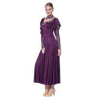 M-103 Nouvelle norme nationale moderne rouge robe de danse valse professionnel personnalisé adulte manches longues pratique robe de danse de salon