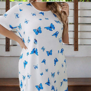 Pyjama pour femmes, robe de nuit respirante à manches courtes, tissu tricoté doux, vêtements de maison pour l'automne, l'été et le printemps, offre ODM - Product Image 3